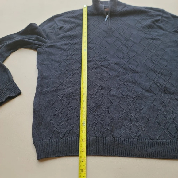Perry Ellis Mens 1/4 Zip Classic Fit Stretch Knit Pullover Sweater Black Sz L - Picture 7 of 8